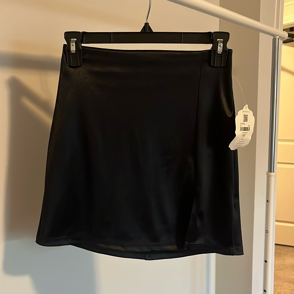 Altar'd State Black Satin Mini Skirt